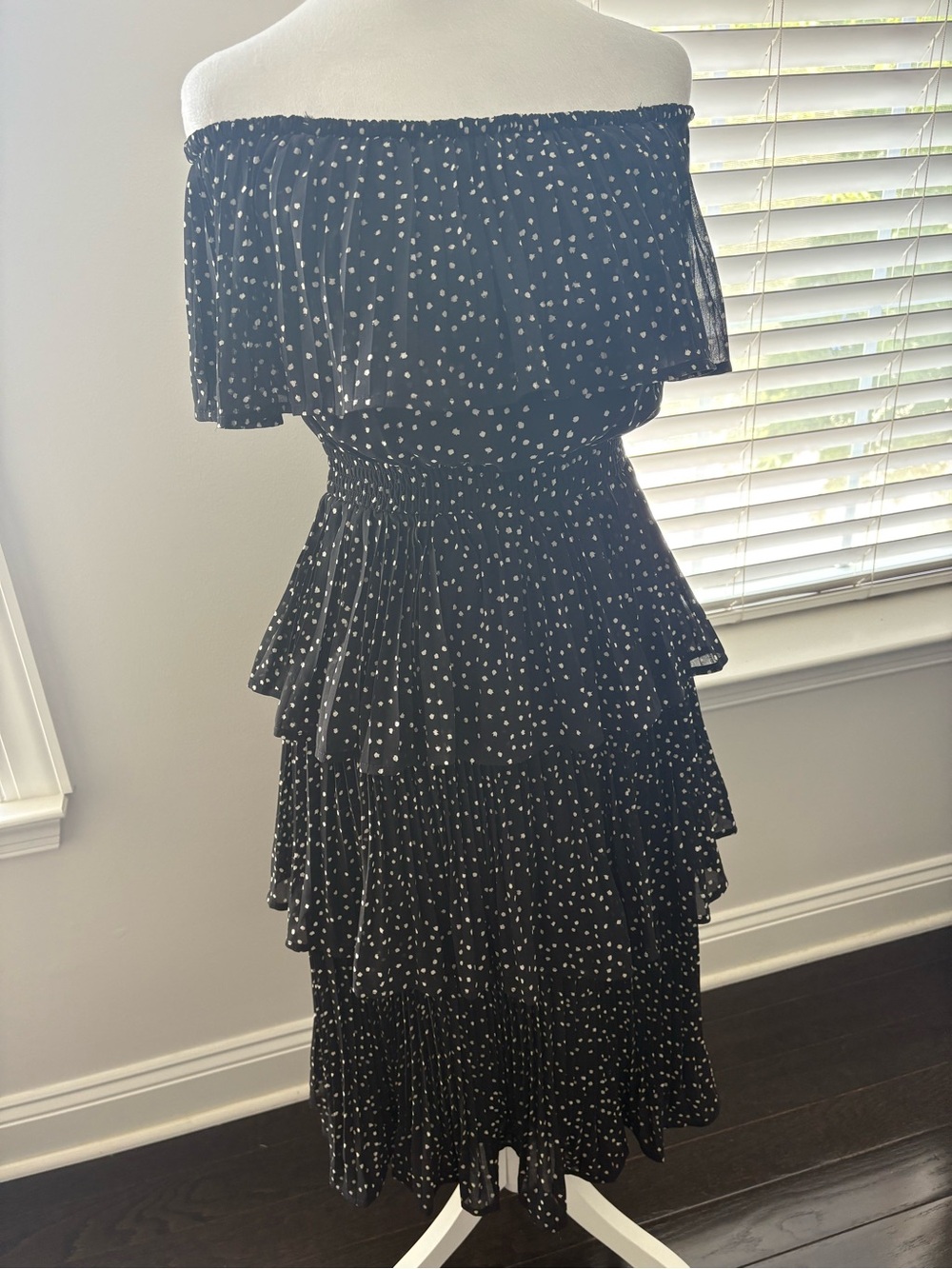 Black Polka Dot Tiered Maxi Dress